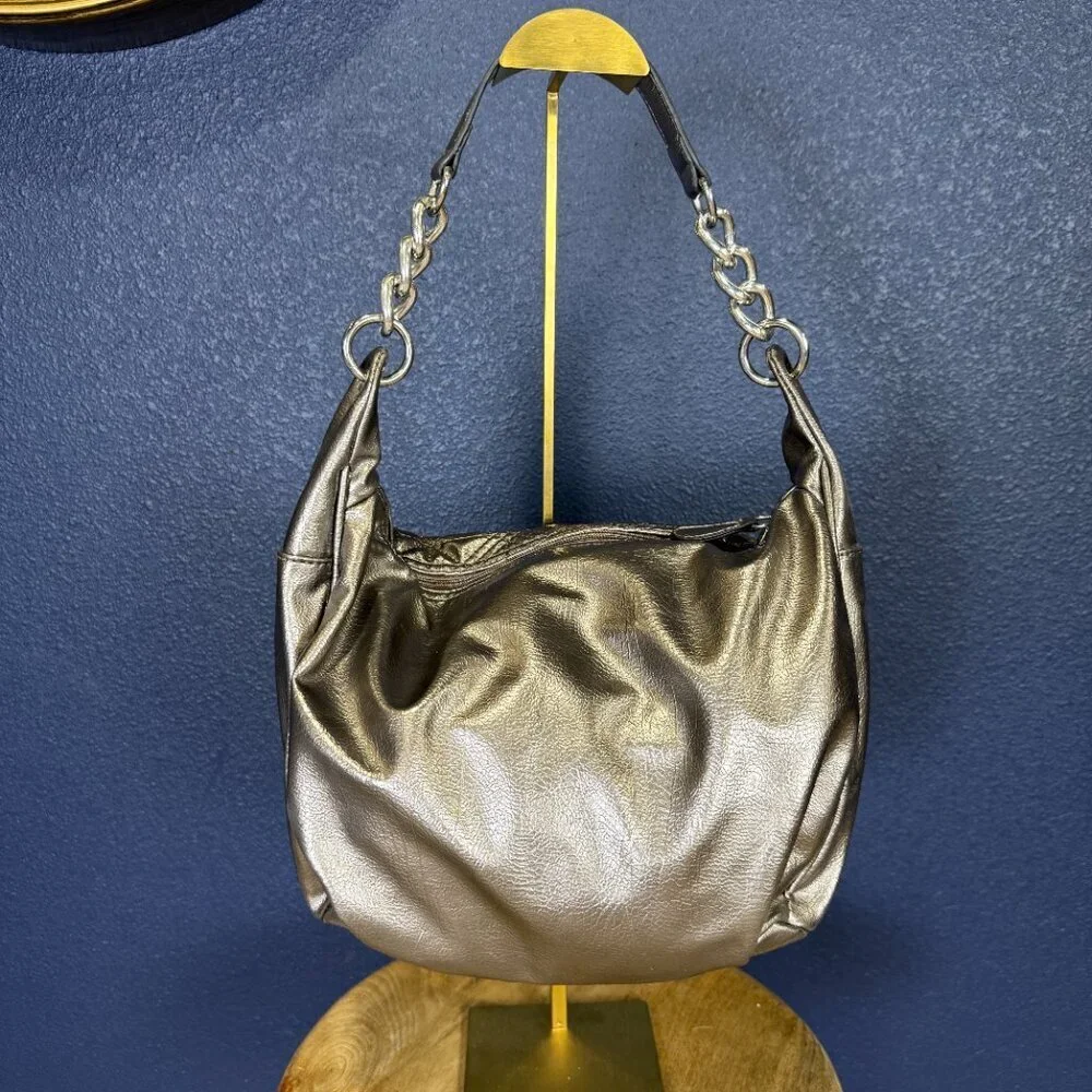 Style & Co Metallic Silver Quilted Shoulder Bag - Picture 2 of 6